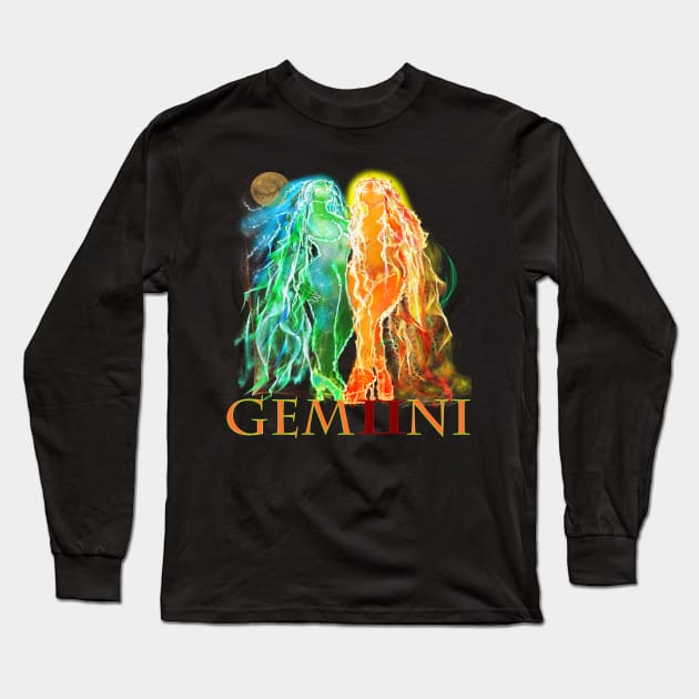 Gemini Zodiac Astrology Artwork Twins Long Sleeve T-Shirt by starchildsdesigns